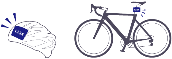ヘルメットとバイクにナンバーシールを貼る。